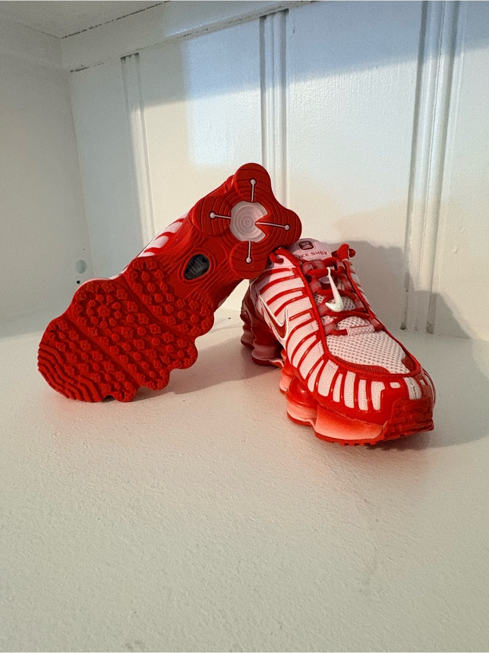 Nike Kids Red and White Shox Athletic Sneakers - Picture 3 of 5